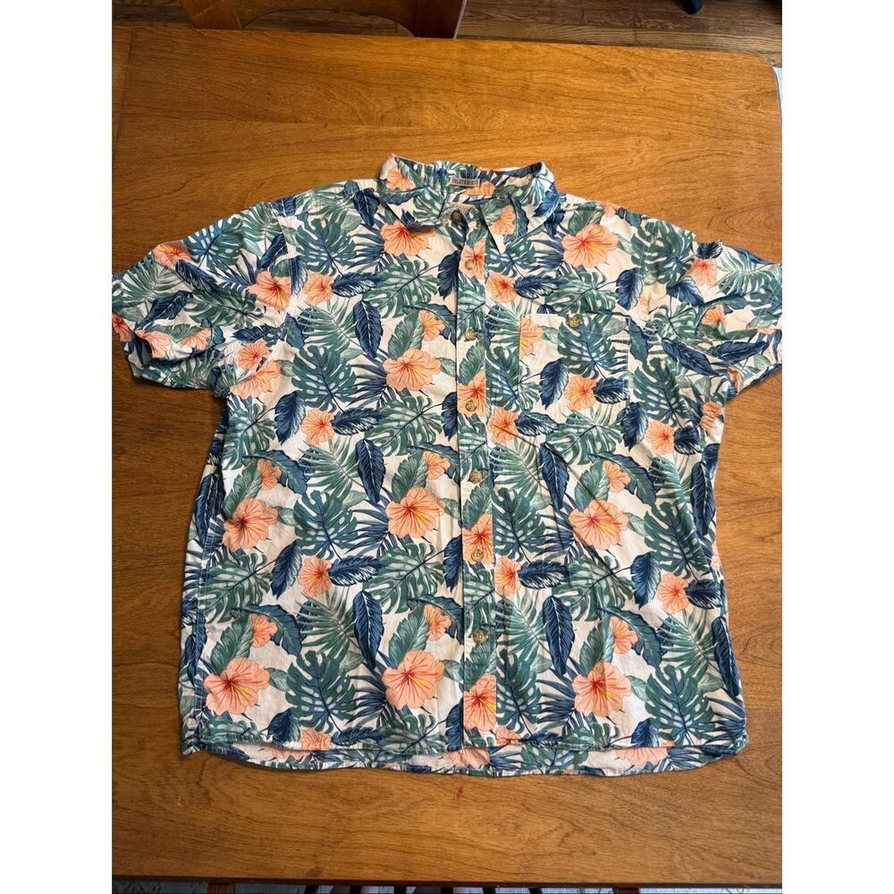 Duluth Trading Co. Men’s Slim Fit Hawaiian Floral Button Up Shirt Multicolor 2XL